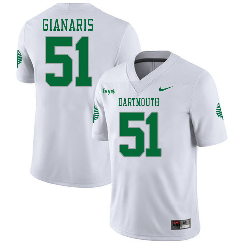 Dartmouth Big Green #51 Thaddeus Gianaris College Football Jerseys,Uniforms Stitched-White